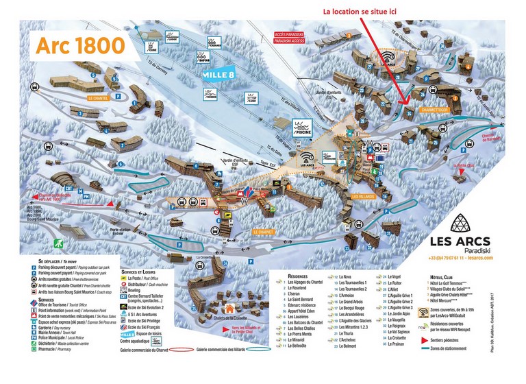 Plan station les Arcs 1800